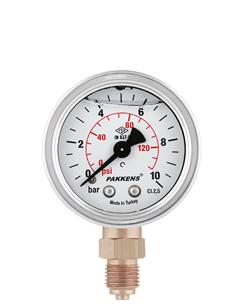 50mm alttan bağlantılı gliserinli manometre pakkens